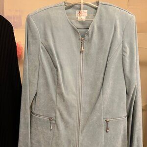 Sleek & Stylish R&K Originals Two-Piece Suit, Seafoam Color,  Ultrasuede, Size 8